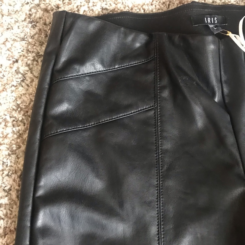 Iris Basic Black Vegan Leather Legging Pants Large - image 2